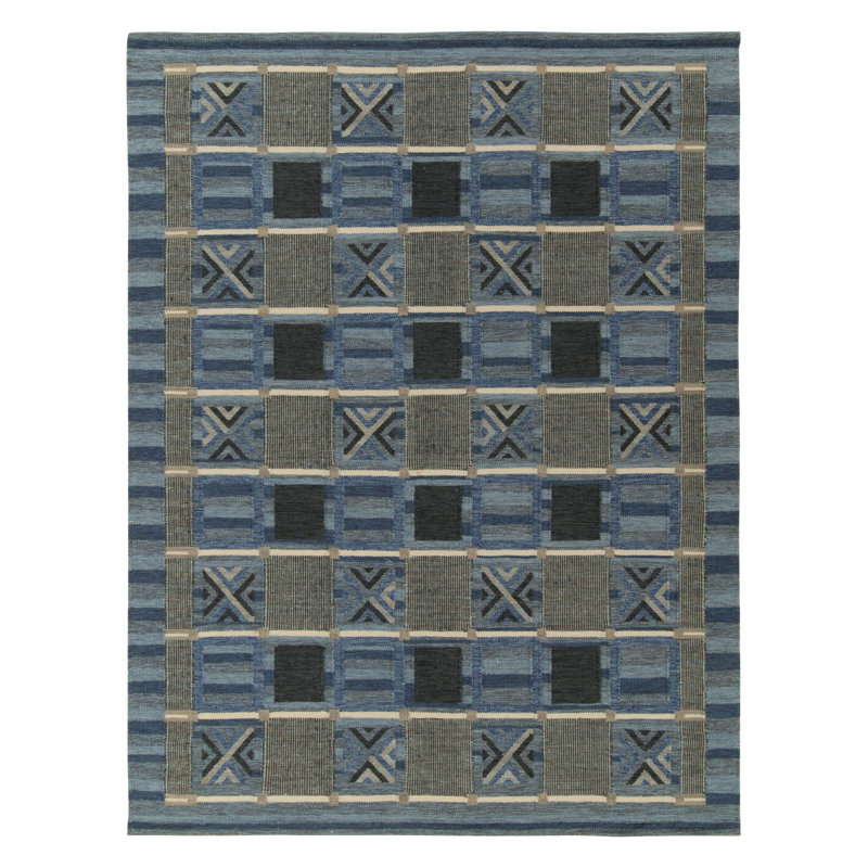 Scandinavian Wool Geometric Area Rug, Rectangle 5' x 8'
