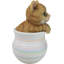 Figurine réaliste chat félin tabby orange yeux bleus en pot pastel Artsy