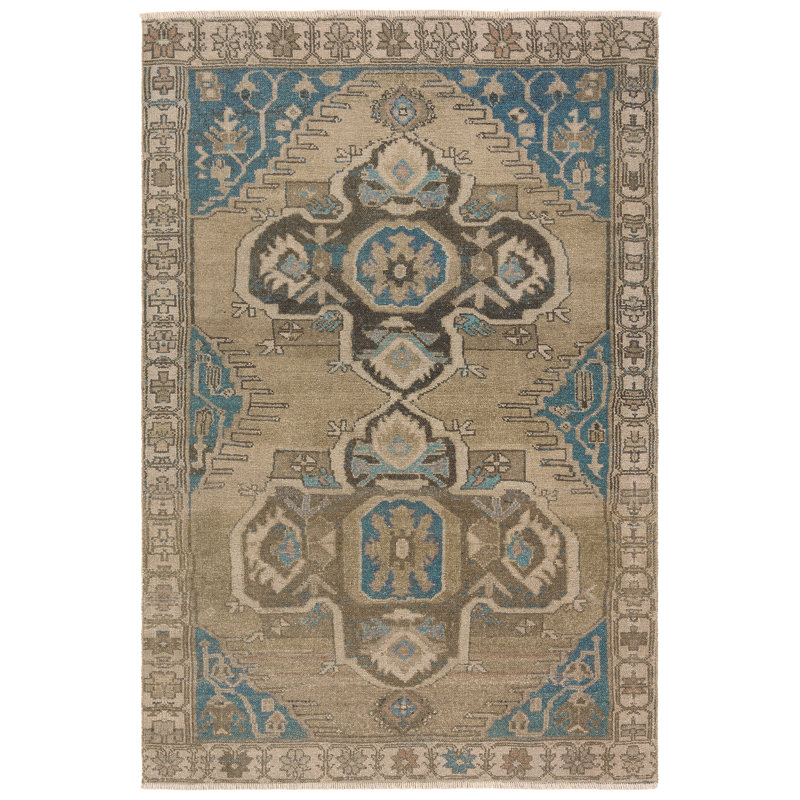 Vibe by Bungalow Rose Achel Medallion Machine Washable Brown/Blue Area Rug, Runner 2'6" x 8'