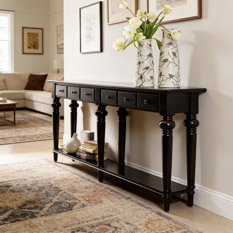 Élégante console à tiroir en bois, H 31,5 po x l 70,87 po x P 17,72 po