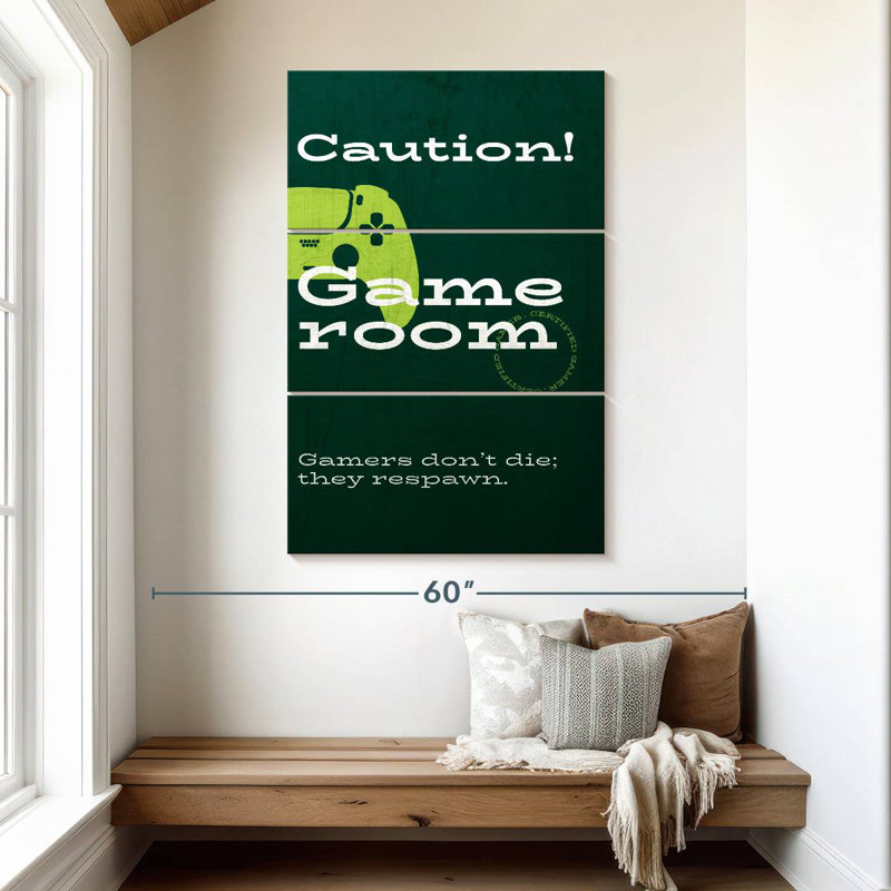 Caution Game Room Wall Sign, 50" H x 32" W