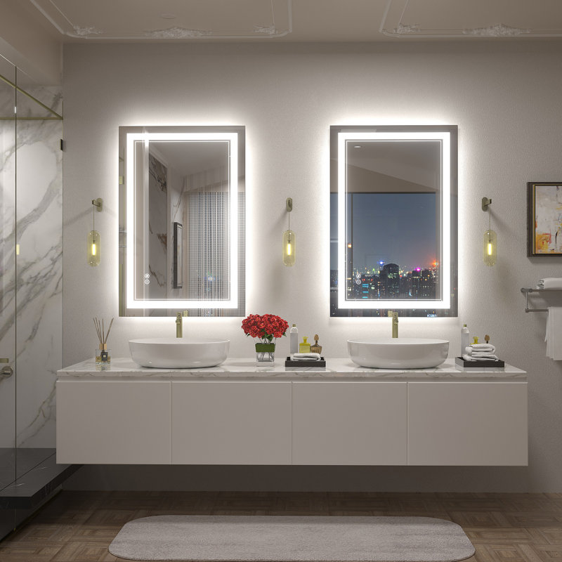  Wayfair Basics® UL Certified Front & Back LED Anti-Fog Tempered Glass Bathroom/Vanity Mirror with 3-Year Warranty, 36" x 24"