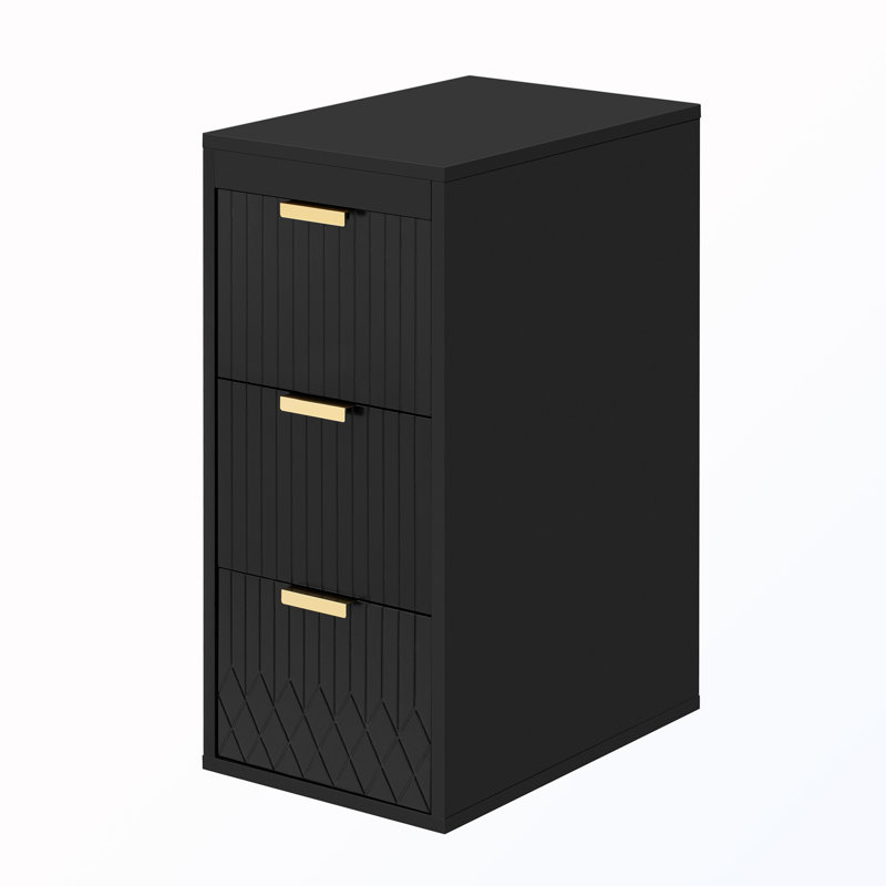 Wall Mounted Bathroom Side Cabinet With Drawers (Bathroom Vanity Not Included), Black