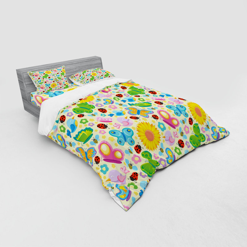 Ensemble de housse de couette en microfibre vert / jaune / rouge, Housse de couette grand + 3 pièces supplémentair