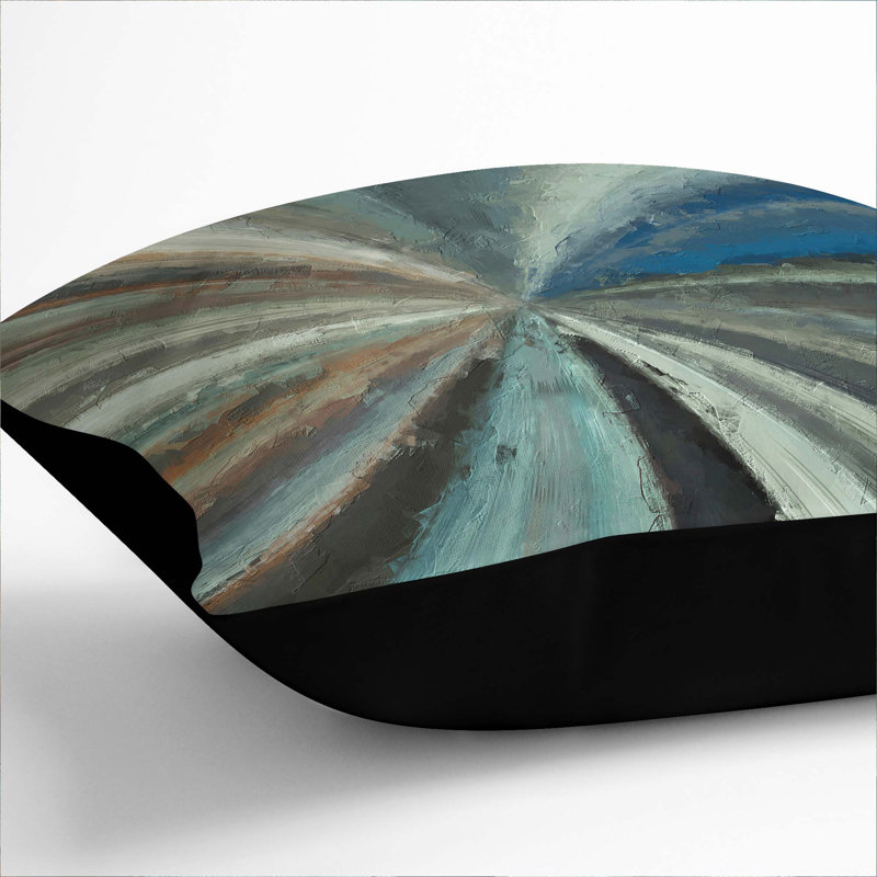 Abstract Square Throw Cushion, 40cm H x 40cm W x 15cm D, Black