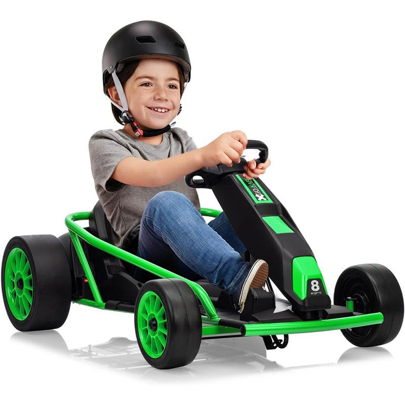 Kart électrique 24 V pour enfants, voiture de course à la dérive de 8 MPH, pour les enfants de 8 ans et plus, Vert