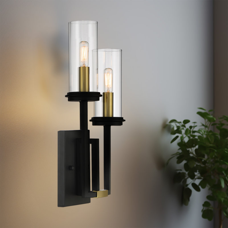 17 Stories Hillstone Sand Coal & Soft Brass Wall Sconce