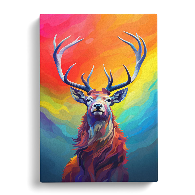 Stag Colour Field - No Frame Print, 50cm H x 35cm W x 3cm D