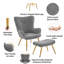 Boucle Accent Chair, Upholstered Armchair with Footstool-376201858