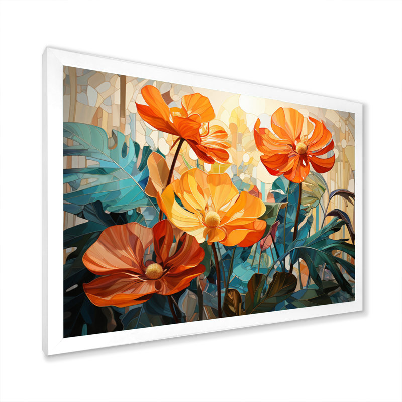 Tropical tropical et feuillage vert II sur toile, Cadre simple blanc, H 34 po x l 44 po x P 1,5 po