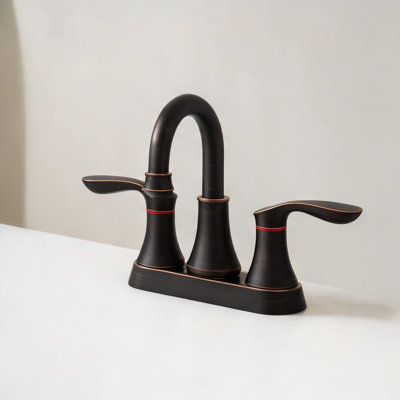 Meuble-lavabo en bronze huilé avec bec pivotant, bonde escamotable et conception à deux poignées, fabrication en métal
