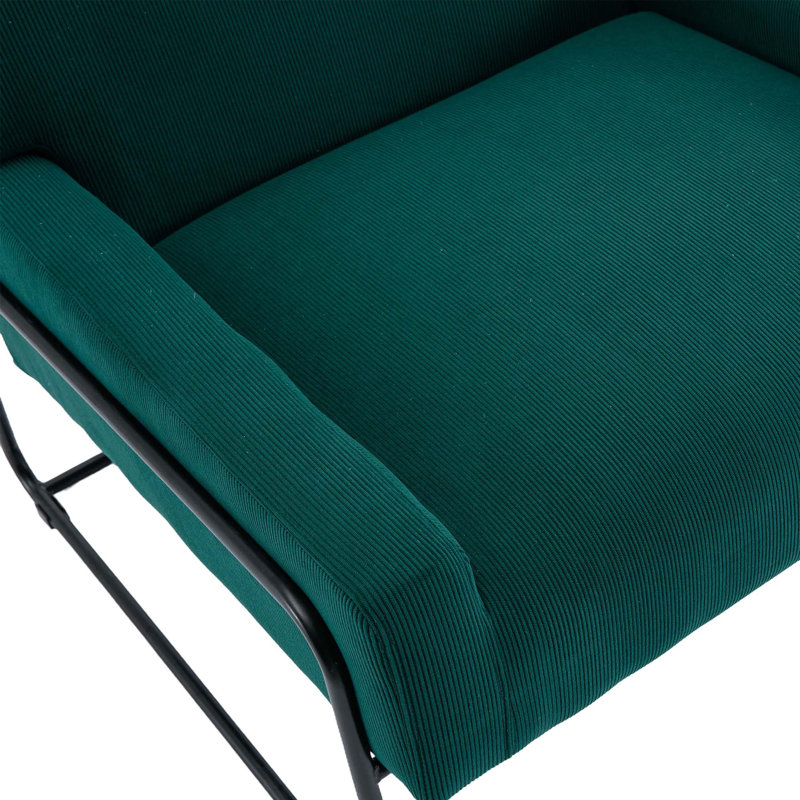 Fauteuil moderne incliné avec structure en métal, Velours émeraude
