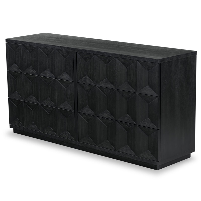Deziree Wood 6 Drawer Dresser, Black