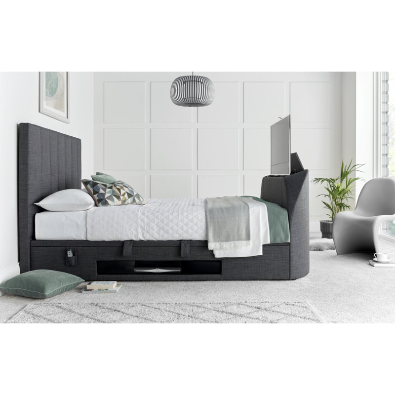 Leight Upholstered Ottoman Storage Bed, Super King (6'), Dark Grey