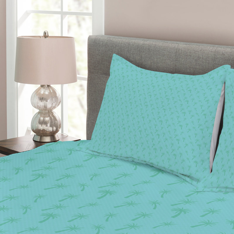 Abrian Teal Microfibre Bedspread Set, 220 x 264 cm