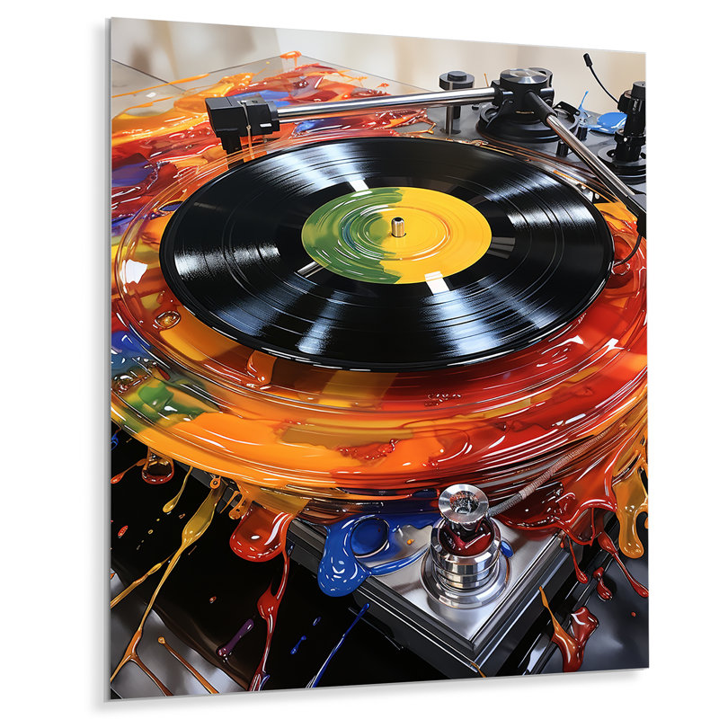 Art mural en métal rétro avec disques vinyle Truntables, H 20 po x l 12 po x P 1 po