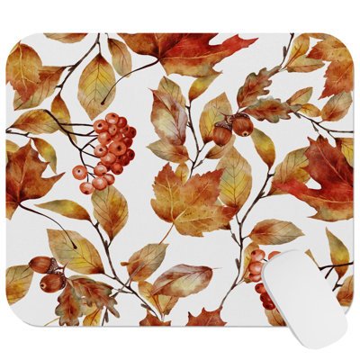 Botanical Fall Leaves Leaf I Modern Gaming Cute Office Laptop Desk Pad Gift Mat Square Rectangle Non-Slip Mousepad