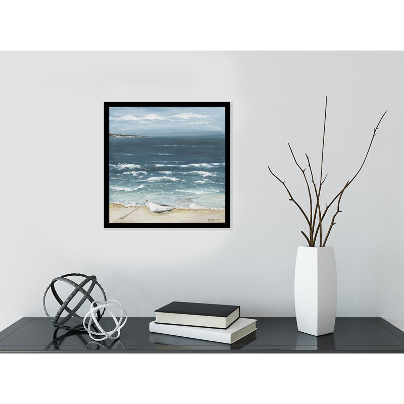 «White Waves» - reproduction d'art, H 14,5 po x l 14,5 po x P 1,25 po, Blanc / aubergine / banane / brun clair / rouge br