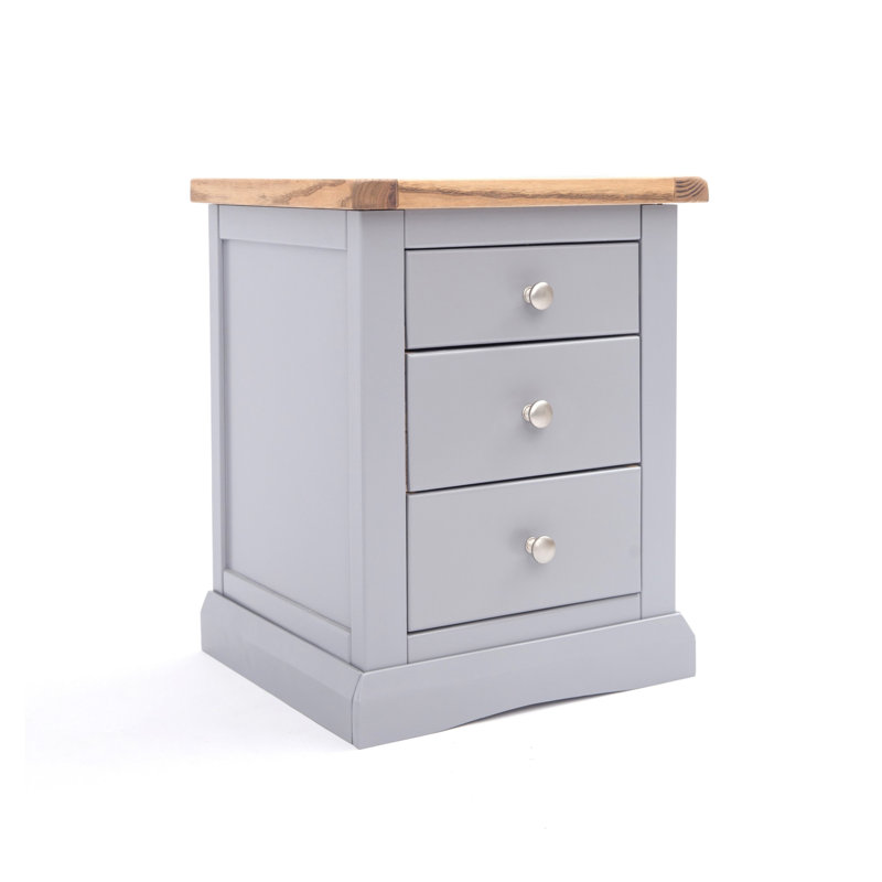 Milian 45cm W Plywood / Laminate Board Bedside Table, Grey/Chrome
