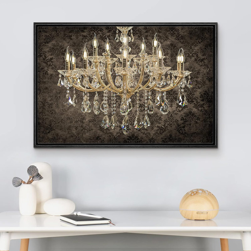 Impression sur toile sur toile de style lustre victorien de fantaisie noire élégante, H 16 po x l 24 po x P 1,5 po