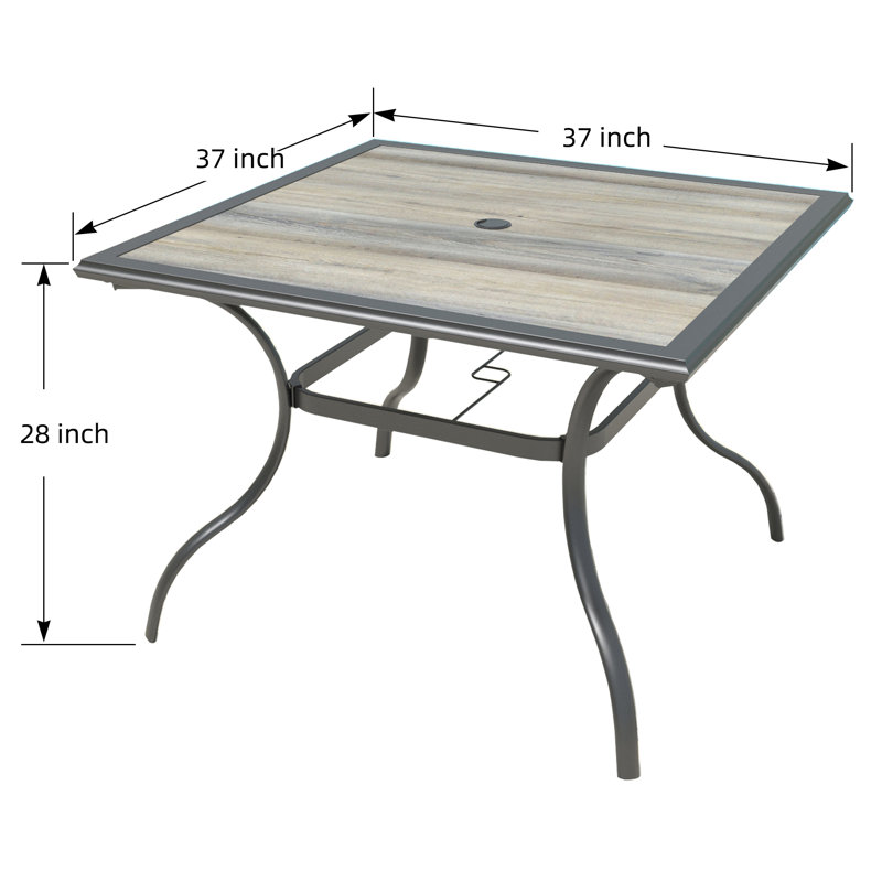 Ensemble repas pour 4 personnes avec table carrée, Rouge