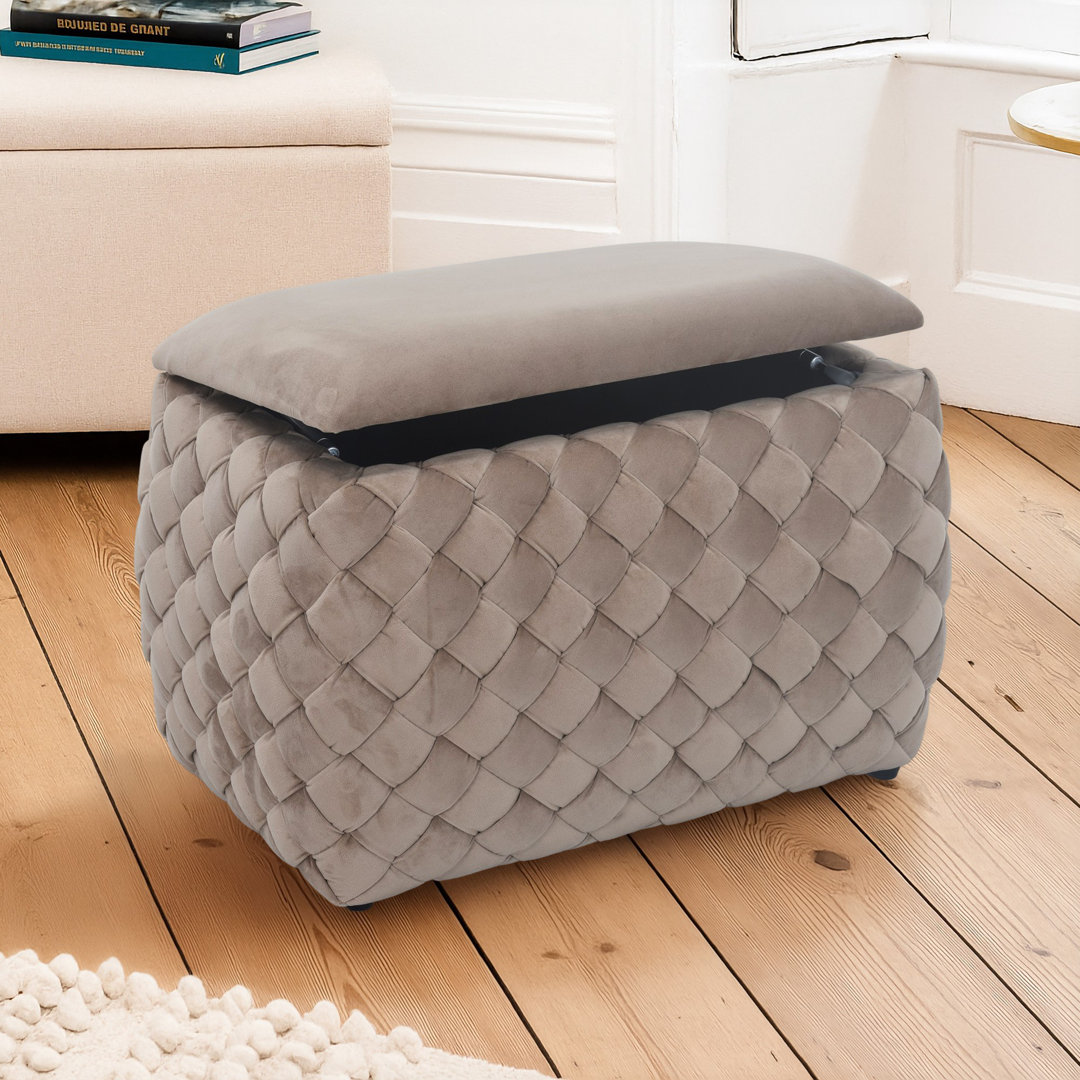 Adamarie 65cm Wide Velvet Rectangle Patchwork Standard Ottoman with Storage