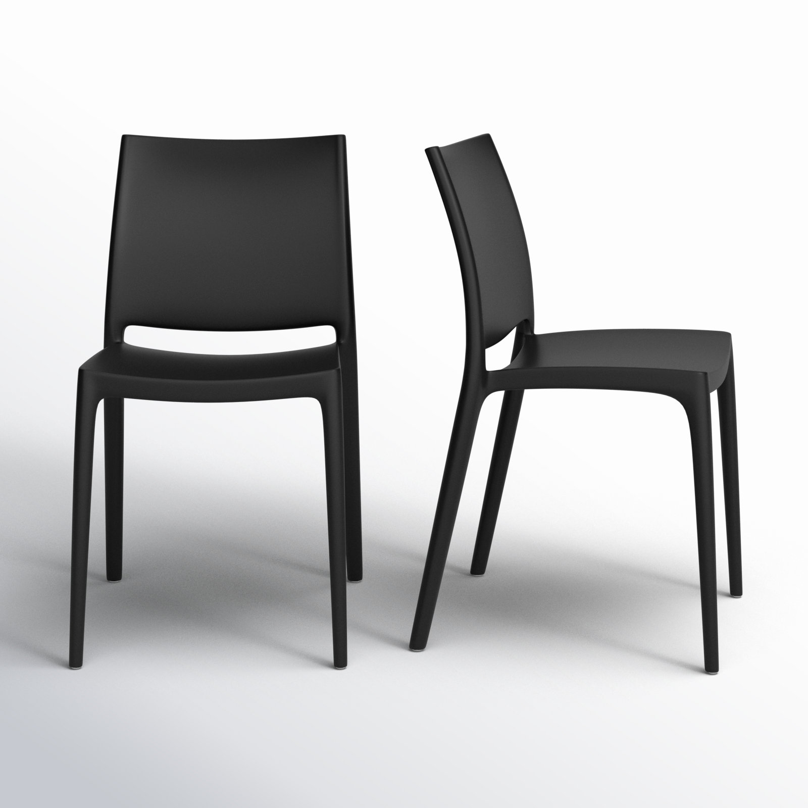 Burt Stackable Patio Side Chair, Black