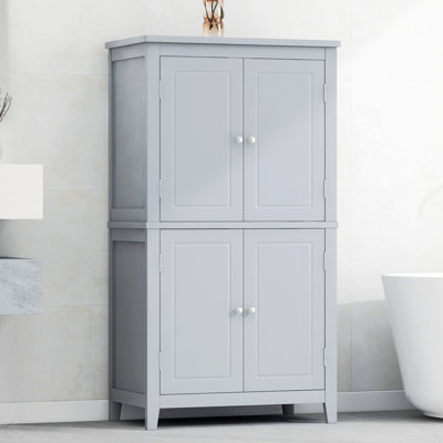 Elegant Bathroom Floor Storage Cabinet,Freestanding Cabinet with Adjustable Shelves