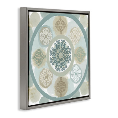 «Mint Mandala Fractals Floater», art mural sur toile par Flora Kouta