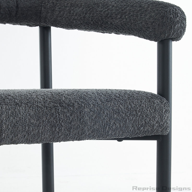 Ensemble de 2 tabourets de bar rembourrés Boucle, Gris foncé