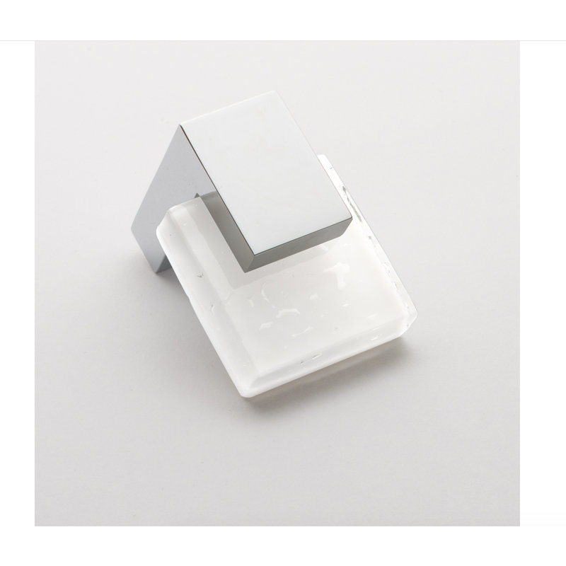 Poignée barre de quincaillerie décorative en verre blanc 1,625 po Affinity, Chrome poli, Blanc