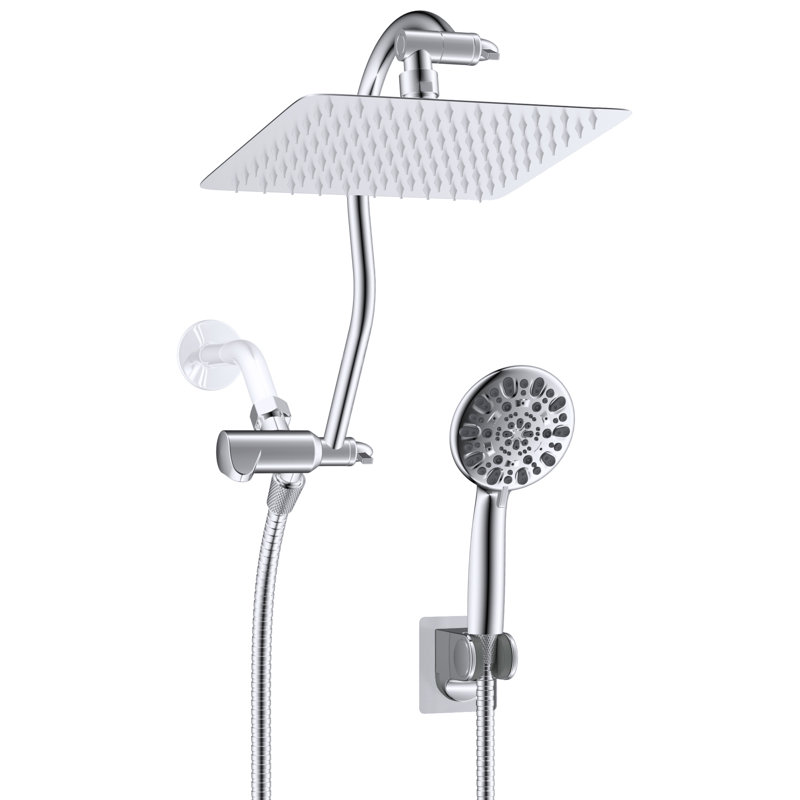 Chrome 8-Inch Rainfall Shower Head with Handheld Combo