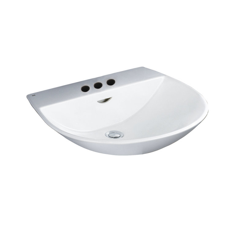 Barclay Reserva 550 20'' White Vitreous China U-Shaped Bathroom Sink with Overflow, 4" Centers