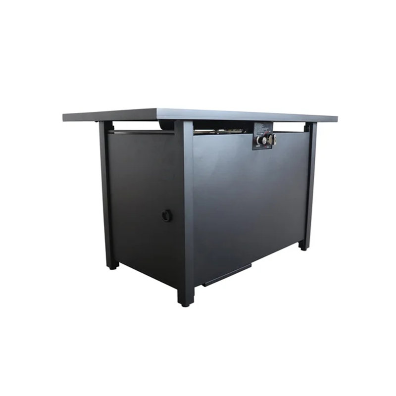 25" H X 42" W Steel Outdoor Fire Pit Table With Lid, Cream White