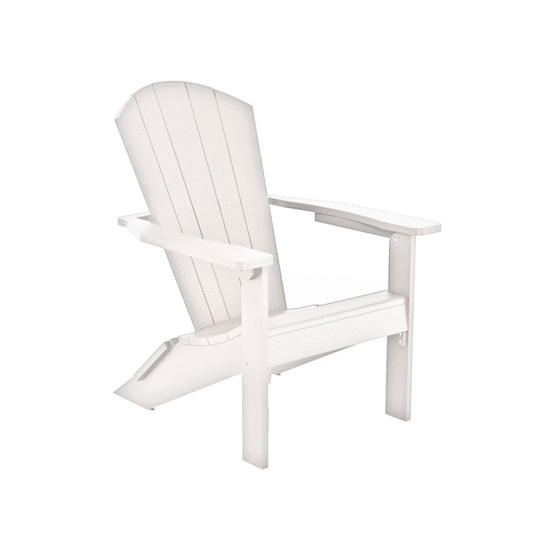 Crystal Harbor Classic Stationary Adirondack Chair – Recycled HDPE Muskoka-Style Outdoor Patio Seating, White