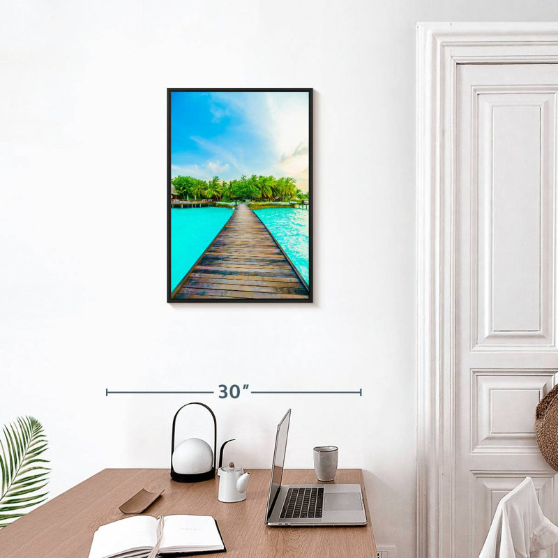 Jetée tropicale des Maldives, Cadre flottant noir, 17 po x 25 po