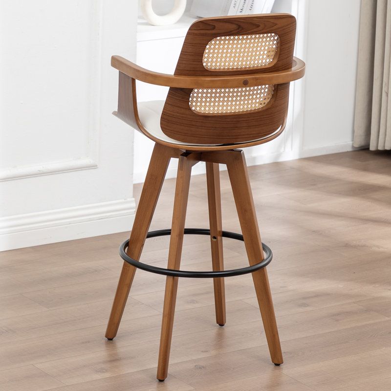 Swivel Upholstered Counter Stool, Counter Stool (66cm Seat Height), Beige