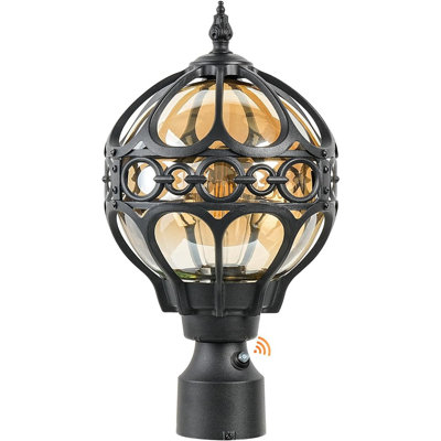 Black Outdoor Post Lights, Exterior Waterproof Rustproof Sphere Outside Post Lamps Fixture, Farmhouse Aluminum Pillar Lantern For Porch House Pathway Fence Yard Garden Patio