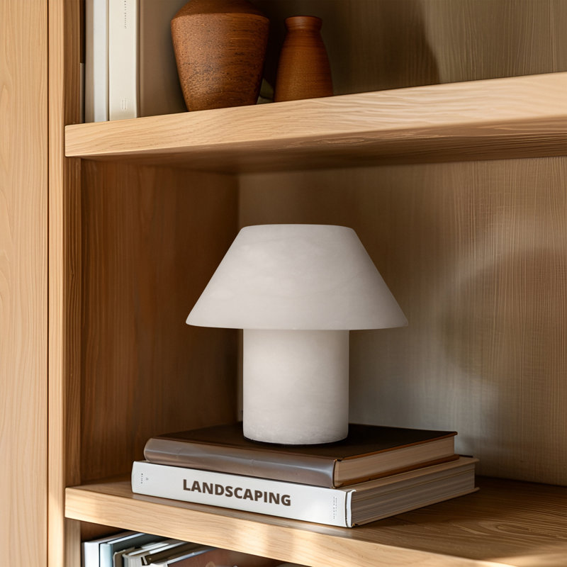 Lampe de bureau DEL en pierre naturelle blanche albâtre 7 po Alora