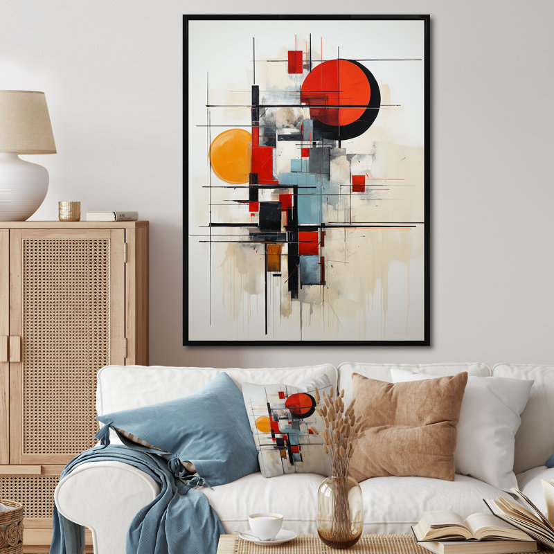 Isayah Red Suprematism Reduction III sur toile, H 32 po x l 24 po x P 1 po, Cadre flottant noir
