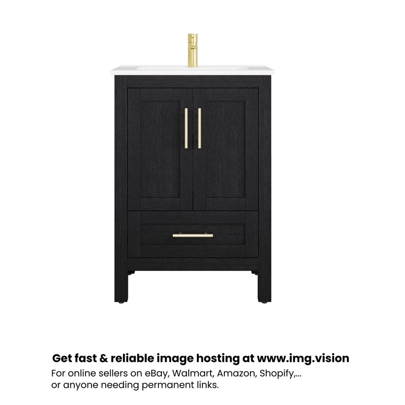Meuble-lavabo autoportant simple 24 po Lumina, noir