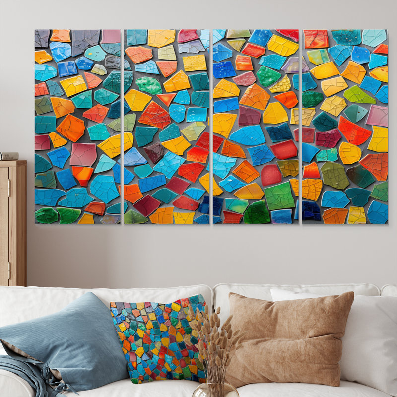 Carreaux de mosaïque colorés, beauté IV - ensemble d'art mural mosaïque bohème, H 28 po x l 48 po