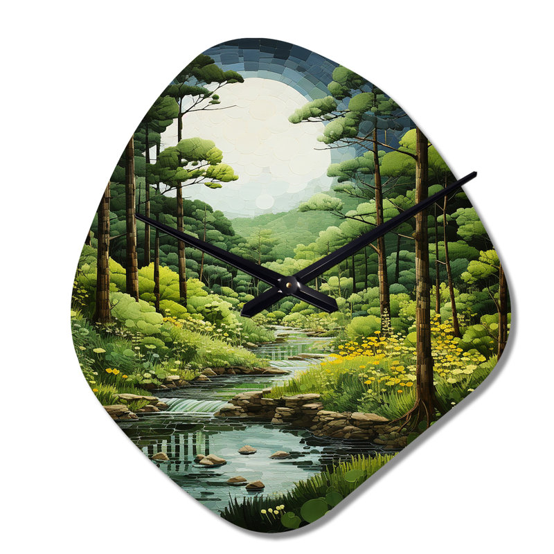 «Forest Whispering Woods Pastoral III», horloge murale asymétrique, Petit