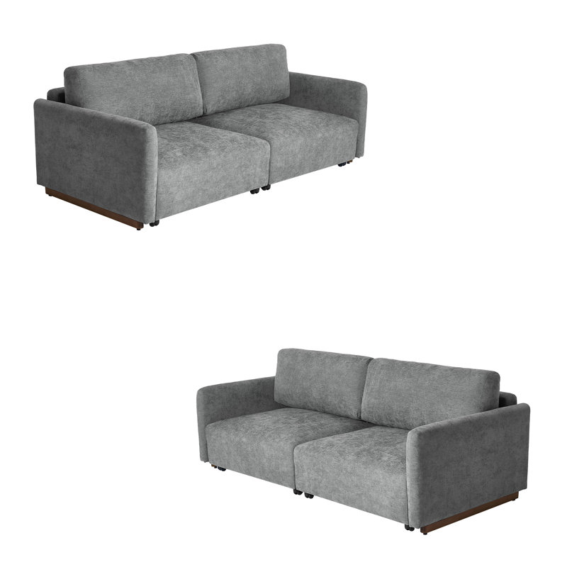 Canapé-lit rembourré convertible avec lit escamotable, Gris chenille