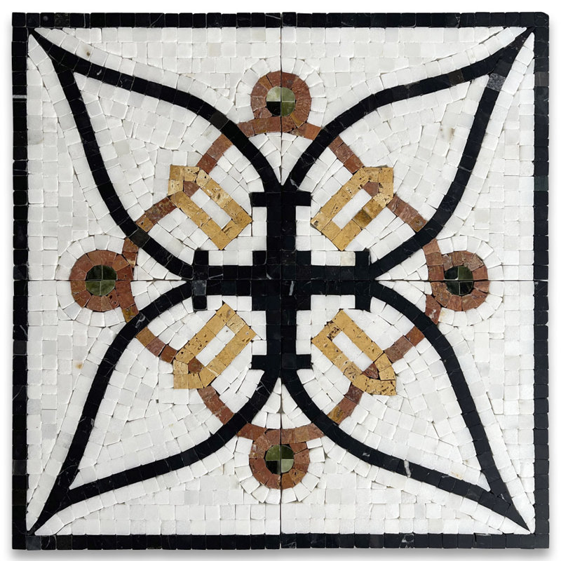 Carreau de mosaïque en marbre 7,1 po x 7,1 po Blossom Emperador