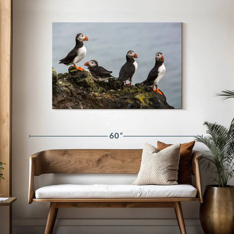 Brampt Puffins On A Rock, 30" H x 45" W