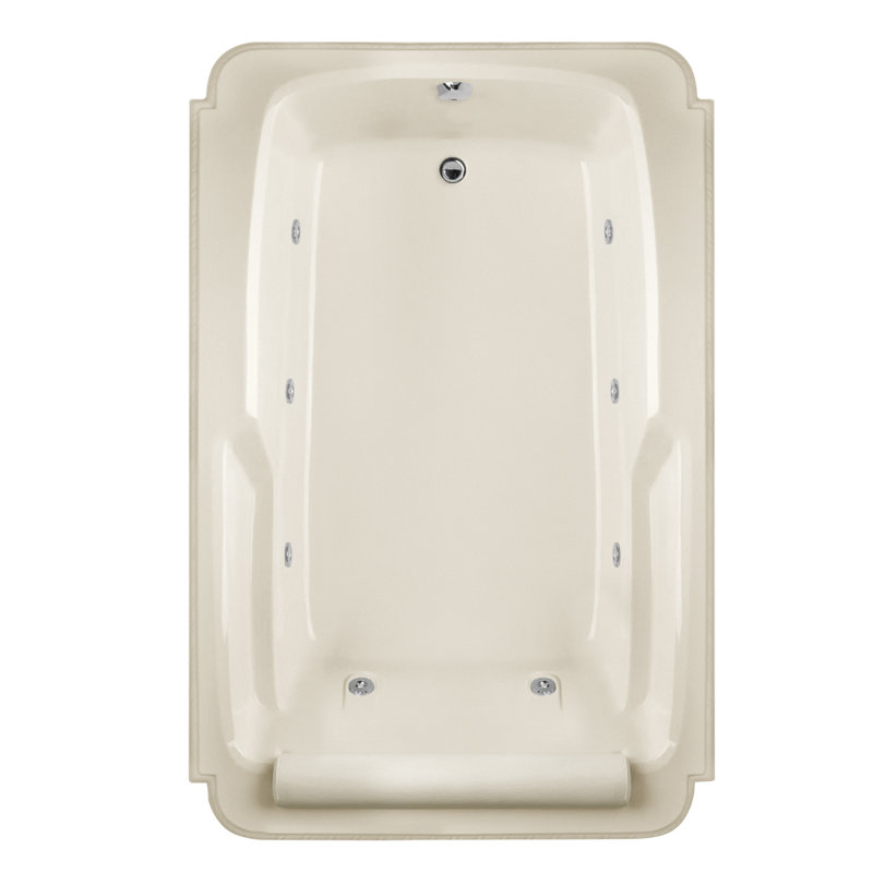 Baignoire encastrée en acrylique 74 po x 48 po Designer, Os, Chrome poli