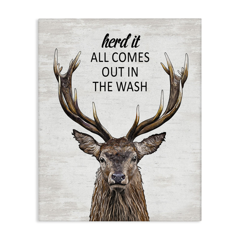 Laundry Deer Pun Canvas, design by Lettered and Lined, 20" H x 16" W