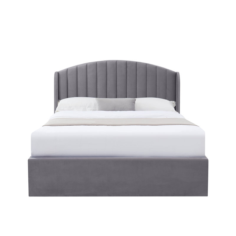 Bayson Upholstered Double (4'6) Bed, Grey, Jade