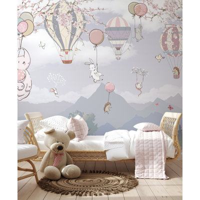Pastel Nursery Wall Mural Balloon Animals Wallpaper